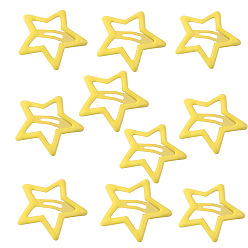 Yellow Star Baking Painted Alloy Snap Hair Clips, Hair Accessories for Girl, Yellow, 32mm