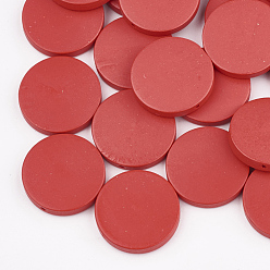 Red Natural Pear Wood Beads, Dyed, Flat Round, Red, 25x5mm, Hole: 2mm
