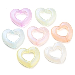 Mixed Color Luminous Acrylic Beads, Glitter Beads, Glow in the Dark, Heart, Mixed Color, 25.5x28x5mm, Hole: 2.5mm, about 248pcs/500g