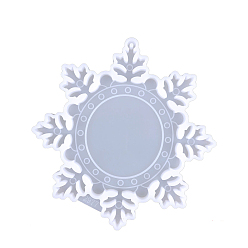 Snowflake DIY Food Grade Silicone Christmas Theme Photo Frame Pendant Molds, Resin Casting Molds, for UV Resin, Epoxy Resin Craft Making, Snowflake, 158x150x9mm