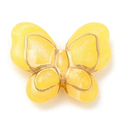 Gold Plating Acrylic Beads, Golden Metal Enlaced, Butterfly, Gold, 17.5x21x6mm, Hole: 1.8mm, about 415pcs/500g