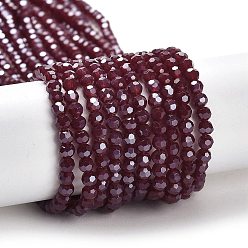 Dark Red Opaque Glass Beads Strands, Faceted, Round, Dark Red, 3mm, Hole: 0.8mm, about 164~166pcs/strand, 19.69~19.88 inch(50~50.5cm)