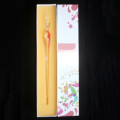 Red Glass Writing Dip Pen, Inner Flower, Red, 190x4mm