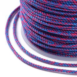 Dark Orchid Macrame Cotton Cord, Braided Rope, with Plastic Reel, for Wall Hanging, Crafts, Gift Wrapping, Dark Orchid, 1.2mm, about 49.21 Yards(45m)/Roll