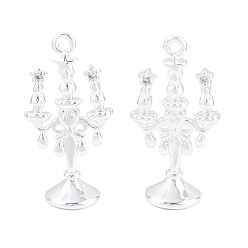 Посеребрённый Латунные микро проложить кубического циркония подвески, подсвечники-талисманы, 925 серебро покрытием, 22x12x7 мм, отверстие : 1.2 мм