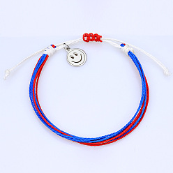 C9 Bohemian Wax Thread Bracelet with Smiling Sun Charm - Handmade Woven Friendship Bracelet