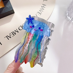 Jellyfish Cellulose Acetate Large Claw Hair Clips, for Girls Women Thick Hair, Jellyfish, 84x47x44mm