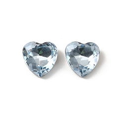 Аквамарин K 5 кабошоны из стеклянного страза, задние и задние, граненые, сердце, аквамарин, 8x8x4 мм