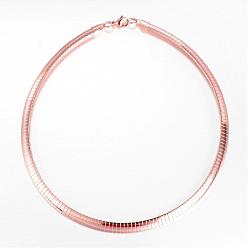 Rose Gold 304 Stainless Steel Necklaces, with Lobster Clasps, Rose Gold, Inner Diameter: 13.7cm(5-3/8 inch), 8x2mm