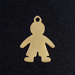 Golden 304 Stainless Steel Pendants, Blank Stamping Tag, Boy, Golden, 17x12x1mm, Hole: 1.4mm