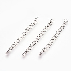 Нержавеющая Сталь Цвет Устойчив к потускнению 304 удлинитель цепи из нержавеющей стали, слеза, цвет нержавеющей стали, 56x4 мм, слеза, 7x3 мм