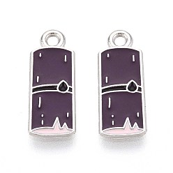 Индиго Эмалевые подвески из фруктового сплава, сахарный тростник, платина, индиговые, 18.5x7x1.5 мм, отверстие : 1.4 мм