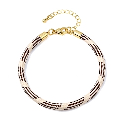 Saddle Brown Braided Round Polyester Cord Bracelet Makings, with Brass Findings and 202 Stainless Steel Lobster Claw Clasps, Golden, Saddle Brown, 7.28 inch(18.5cm)