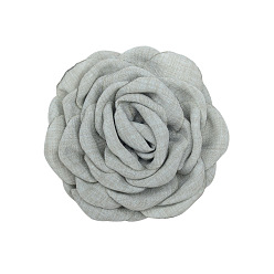 Light Grey Satin Fabric Handmade 3D Camerlia Flower, DIY Ornament Accessories for Shoes Hats Clothes, Light Grey, 80mm