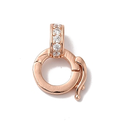 Розовое Золото Покрытие стойки латунь микро паве прозрачный кубический цирконий твистер, без кадмия и без свинца, долговечный, розовое золото , 19 мм, отверстие : 6 мм