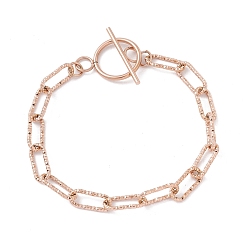 Or Rose Placage ionique (ip) 304 bracelet de chaînes de trombones en acier inoxydable pour femme, or rose, 9-1/2 pouce (24 cm)