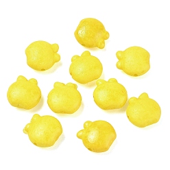 Yellow Vintage Handmade Porcelain Beads, Fancy Antique Glazed Porcelain, Apple, Yellow, 15.5x15x8mm, Hole: 1.6mm