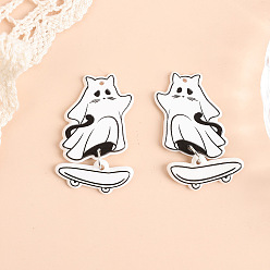 Ghost Акриловые подвески с принтом на хэллоуин, белые, призрак, 46x29 мм