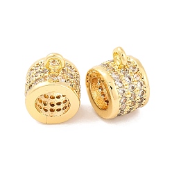 Настоящее золото 18K Латунные поручни из кубического циркония с микропаве, петля под залог, колонка, без кадмия, без никеля и без свинца, реальный 18 k позолоченный, 11x6.5x8 мм, отверстие : 1 мм, внутренний диаметр: 5 мм