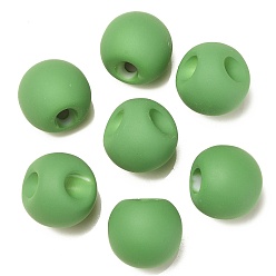 Lime Green Rubberized Acrylic Beads, Round, Top Drilled, Lime Green, 18x18x18mm, Hole: 3mm