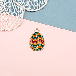 Colorful Alloy Enamel Pendant, Egg, for Easter, Colorful, 22x14mm