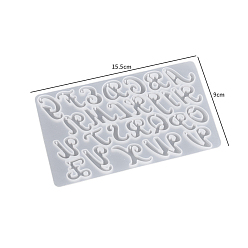 Blanc Moules en silicone pendant, moules de résine, pour la résine UV, fabrication artisanale de résine époxy, lettre a ~ z, blanc, 155x90x6mm