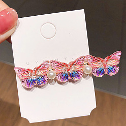 20#pink purple three butterfly hair clip Drip Oil Butterfly Hair Clip Mori Duckbill Clip Edge Clip Headdress Liu Hai Clip Girl Hairpin Hair Accessories