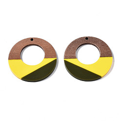 Желтый Подвески из смолы и ореха, кольцо, желтые, 38x3 мм, отверстие : 2 мм