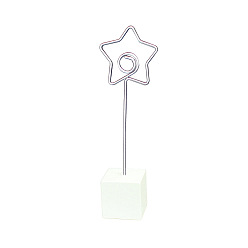 White Metal Spiral Memo Clips, with Resin Base, Message Note Photo Stand Holder, for Table Decoration, Star, White, 117mm
