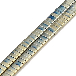 Blue Plated Electroplated Non-magnetic Synthetic Hematite Beads Strands, Rectangle, 2-Hole, Blue Plated, 5x2x2mm, Hole: 0.8mm, about 193pcs/strand, 8.27 inch(21cm)