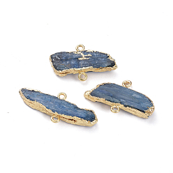 Kyanite Natural Kyanite/Cyanite/Disthene Links connectors, with Golden Plated Brass Loop, Nuggets, 28~37.5x15~19x4.5~5.5mm, Hole: 1.8mm