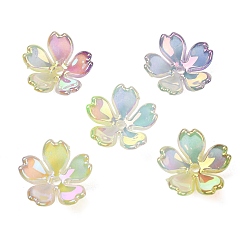 Mixed Color UV Plating Opaque Acrylic Beads, Iridescent, Flower, Gradient Color, Mixed Color, 11x11.5x4mm, Hole: 1.4mm