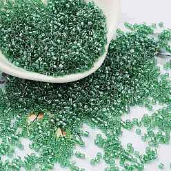 Medium Sea Green Transparent Colours Luster Glass Seed Beads, Cylinder, Medium Sea Green, 2x2mm, Hole: 1mm
