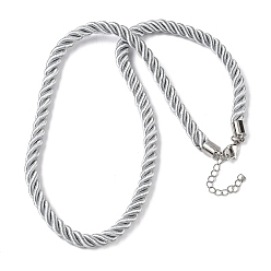 Белый Дым 5мм нейлоновый витой шнур для изготовления ожерелий, с латунными выводами и 304 застежками из лобстера из нержавеющей стали, долговечный, стойки покрытие, платина, серый, 17.72~18.90 дюйм (45~48 см)