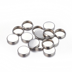 Stainless Steel Color Flat Round 304 Stainless Steel Plain Edge Bezel Cups, Cabochon Settings, Stainless Steel Color, 8x1.5mm