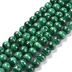 Malachite Brins de perles naturelles de malachite, classe ab, ronde, 8mm, Trou: 1mm, Environ 47 pcs/chapelet, 15.5 pouce
