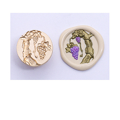 Grape Golden Tone Wax Seal Brass Stamp Head, for Invitations, Envelopes, Gift Packing, Grape, 25x25mm