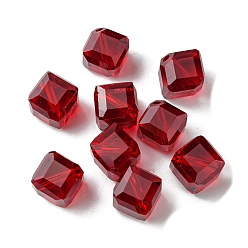 Dark Red Glass Imitation Austrian Crystal Beads, Faceted, Square, Dark Red, 7x7x7mm, Hole: 0.9mm
