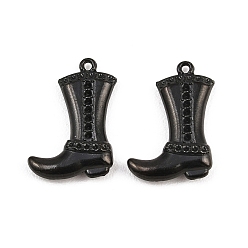 Черный 304 Настройки горный хрусталь из нержавеющей стали кулон, обувь прелести, ионное покрытие (ip), чёрные, пригодный для стразов 1 мм, 19.5x14.5x4 мм, отверстие : 1 мм