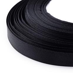 Noir Ruban de satin simple face haute densité, rubans de polyester, noir, 1/4 pouce (6~7 mm), environ 25 yards / rouleau, 10 rouleaux / groupe, à propos de 250yards / groupe (228.6m / groupe)