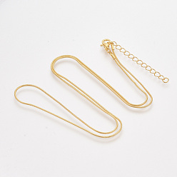 Golden Brass Round Snake Chain Necklace Making, with Lobster Claw Clasps, Golden, 24.4 inch(62.2cm), 1.2mm