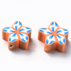 Шоколадный Бусины из полимерной глины , для поделок ювелирных изделий, цветок, цвет шоколада, 9~12x9~12x4~5 мм, отверстие : 1.6 мм