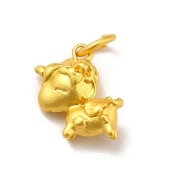 Matte Gold Color Rack Plating Alloy Pendants, Cadmium Free & Lead Free, with Jump Ring, Unicorn, Matte Gold Color, 14x12x6.5mm, Jump Ring: 6.2x1.1mm, Inner Diameter: 4mm
