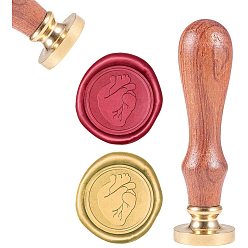 Heart Pattern DIY Scrapbook, Brass Wax Seal Stamp and Wood Handle Sets, Heart, Golden, 8.9x2.5cm, Stamps: 25x14.5mm
