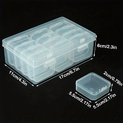 Clear Plastic Craft Organizer Case Sets, 12 Grids Bead Containers, Rectangle, Clear, 17x11x6cm, Small Box: 5.5x5.5x2cm