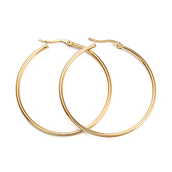 Golden 201 Stainless Steel Big Hoop Earrings, with 304 Stainless Steel Pins, Ring Shape, Golden, 45.5x2mm, 12 Gauge, Pin: 1x0.7mm