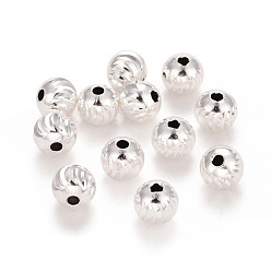 925 Sterling Silver Plated Eco-Friendly Brass Beads, Long-Lasting Plated, Lead Free & Cadmium Free, Round, 925 Sterling Silver Plated, 6mm, Hole: 1.6mm