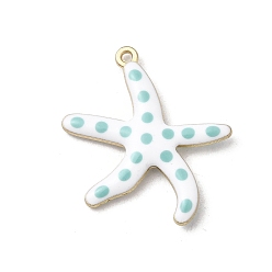 Белый Подвески из эмали и сплава, морская звезда, золотые, белые, 27x25x3.5 мм, отверстие : 1.2 мм