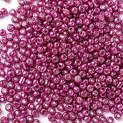 Camellia 12/0 Glass Seed Beads, Metallic Colours Style, Round, Camellia, 12/0, 2mm, Hole: 1mm, about 30000pcs/pound