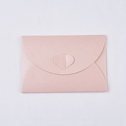 Pink Retro Colored Pearl Blank Mini Paper Envelopes, Wedding Party Invitation Envelope, DIY Gift Envelope, Heart Closure Envelopes, Rectangle, Pink, 7.2x10.5cm
